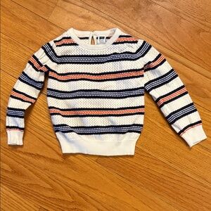 Janie and Jack White Sweater with Navy and Orange Stripes